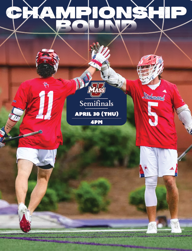 Image of Lacrosse players High fiving with the text champion bound behind them.